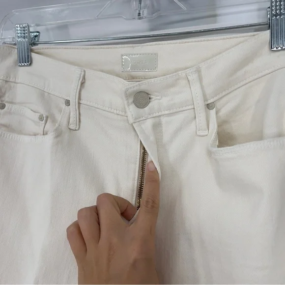 Mother The Twister Skimp Wide Leg Classic Denim Jeans in Cream Puff 28 NWT - Picture 6 of 12